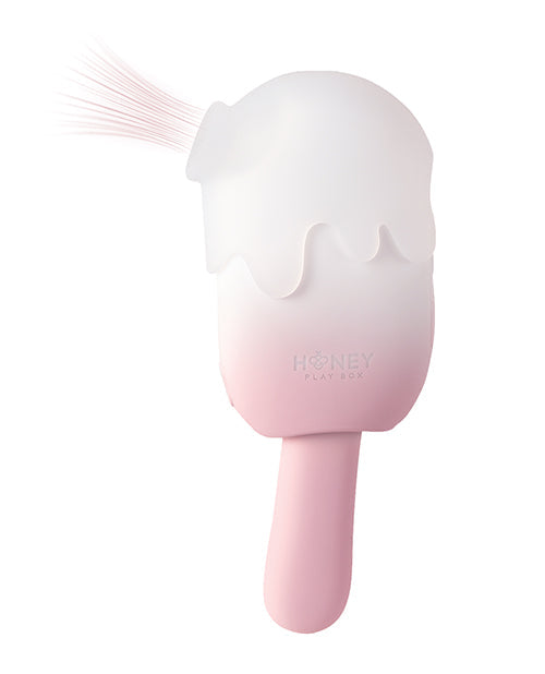 Masticable, con ventosa, golpeteo y vibración Crema Estimulante en Paleta - Rosa/Blanco