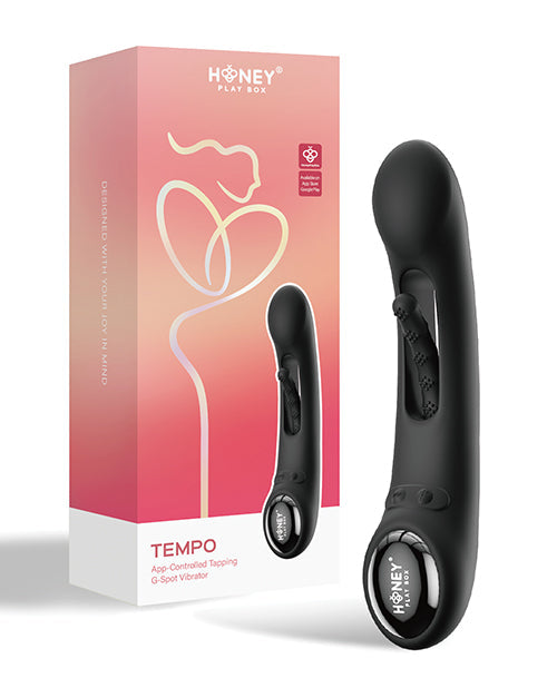 Vibrador de teléfono Tempo | Vibrador controlado por aplicación con sensor de presión | Vibrador de punto G de aleteo negro