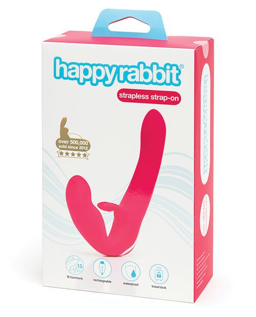 Vibrador Happy Rabbit | Dildo Strapless con Arnes | Vibrador Punto G Rosa | Vibrador de Clítoris | El Mejor Vibrador para Mujeres de 15 Modos