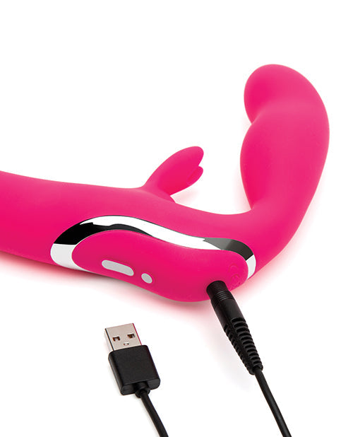 Vibrador Happy Rabbit | Dildo Strapless con Arnes | Vibrador Punto G Rosa | Vibrador de Clítoris | El Mejor Vibrador para Mujeres de 15 Modos
