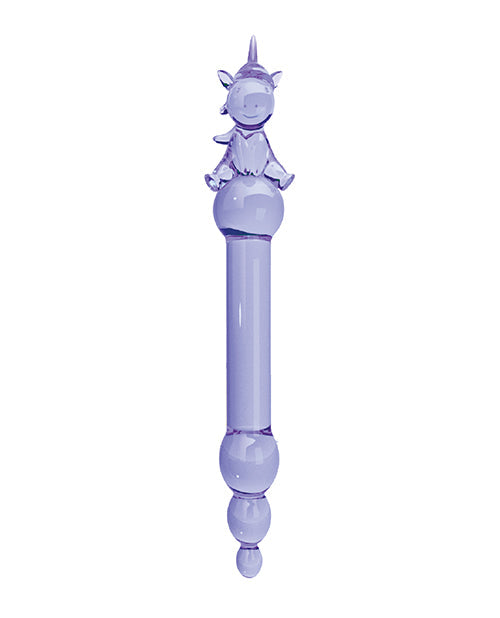 Dildo realista de cristal Glass Menagerie | Dildo de cristal unicornio | Dildo morado grande | Dildo grande con protuberancias
