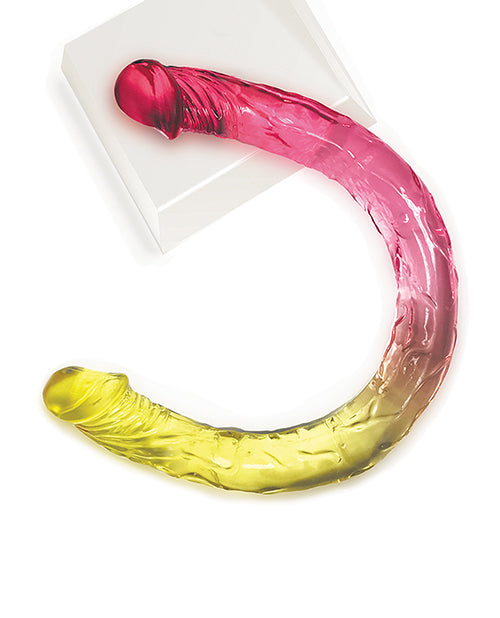 Dildo Gigante Shades | Dildo Realista TPR Jelly | Dildo Doble Degradado | Dildo Rosa Amarillo