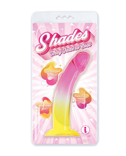 Gode réaliste Shades Jelly | Gode grand format en TPR dégradé de 20 cm | Grand gode jaune-rose