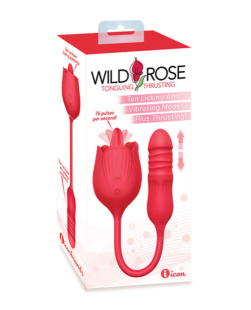 Vibrador Licking & Thrusting Wild Rose - Rojo