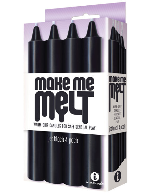 Bougies sensuelles chauffantes à cire fondante "9's Make Me Melt" - Noir de jais - Lot de 4