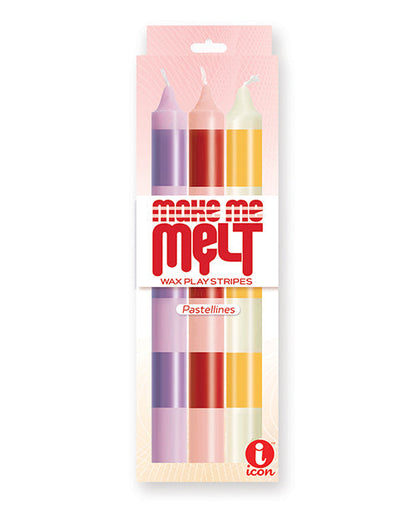 Bougies Chaleur Fondante Sensuelle Make Me Melt 9's - Lot de 3 Rayures Pastellines