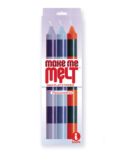 Velas sensuales de goteo cálido 9's Make Me Melt - Passionettes Rayas Pack de 3