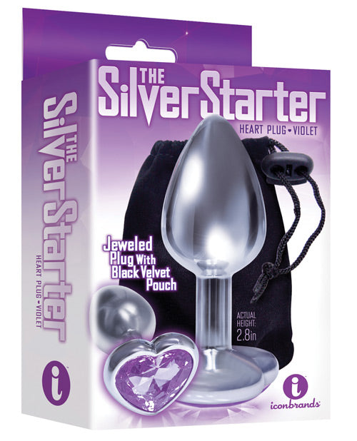 9 Le plug en acier inoxydable Bejeweled Heart The Silver Starter - Violet