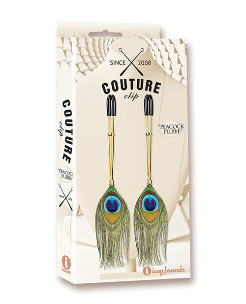 Pinces à Tétons de Luxe Couture Clips - Plume de Paon