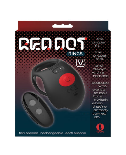 Anneau de Cock Massif Point Rouge V3 - Noir