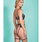Soutien-gorge à armatures Emmalyn Mesh & dentelle Galloon et porte-jarretelles taille haute noir/bleu TP