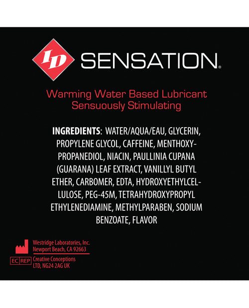 Lubrifiant Chauffant à Base d'Eau ID Sensation – Flacon de 130 ml avec Bouchon Flip-Top
