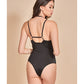 Body string à jarretelles avec ras-de-cou, noir S/M