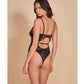 Body en satin et maille brodée effilochés noir LG
