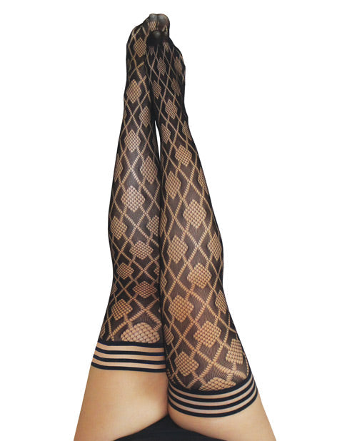 Kix'ies Elle Fishnet Diamond Muslo Alto