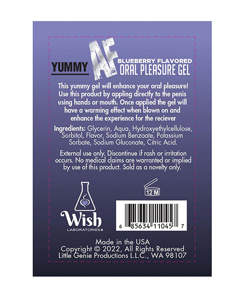 Gel de Placer Oral Yummy AF - 2.2 oz Arándano