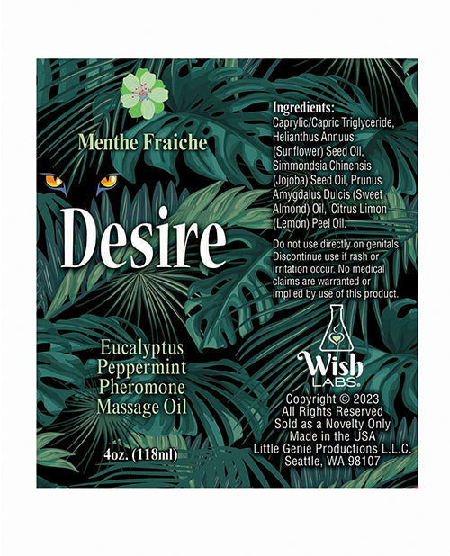 Aceite de masaje con feromonas Desire - Eucalipto/Menta 4 oz