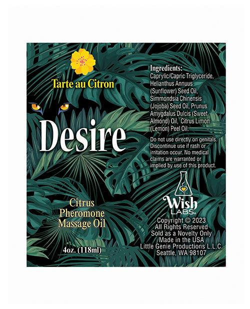 Aceite de Masaje con Feromonas Desire - 4 oz Cítrico