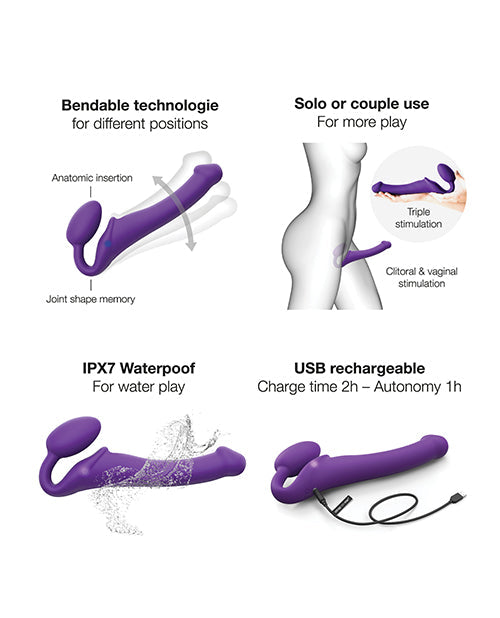 Strap on moi vibrant flexible sans bretelles Sangle sur Médium - Violet