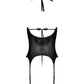 Corset "Lust Madame" avec porte-jarretelles métalliques et string noir L/XL