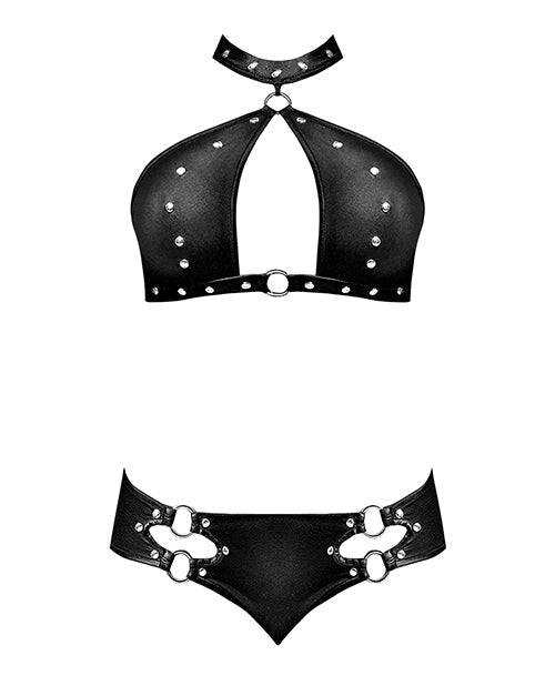 Haut Lust Juno avec ras-de-cou velcro et mini-short Noir T. S/M