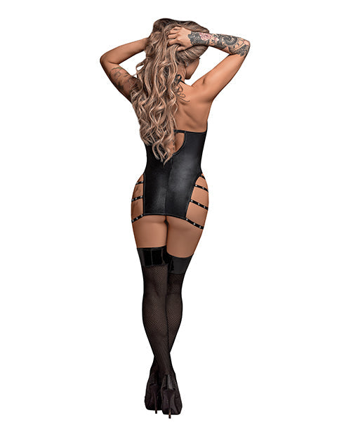 Robe courte Lust Portia avec bretelles élastiques en peluche Noir S/M