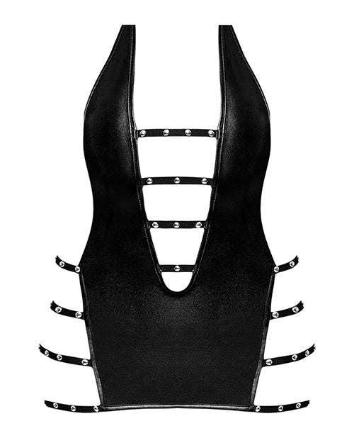 Robe courte Lust Portia avec bretelles élastiques en peluche Noir S/M