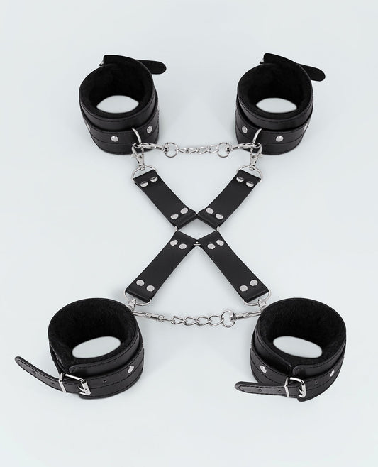 Ensemble de menottes Lust en similicuir PU toutes douces - Noir