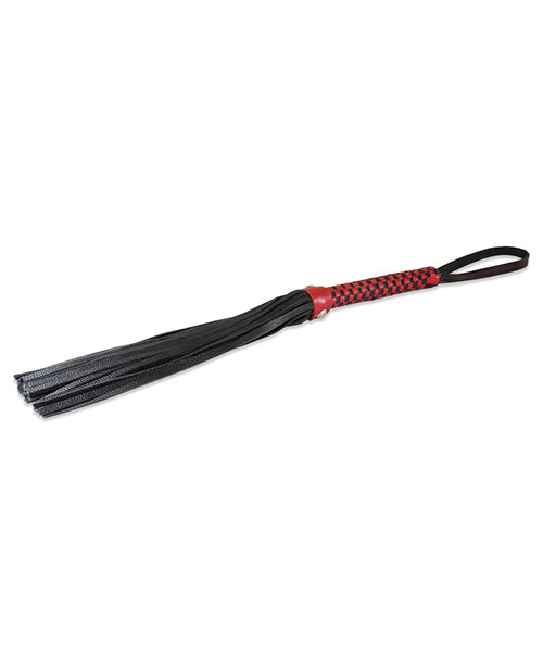 Fouet en agneau Sultra 16" poignée tressée classique - Noir avec manche tressé rouge
