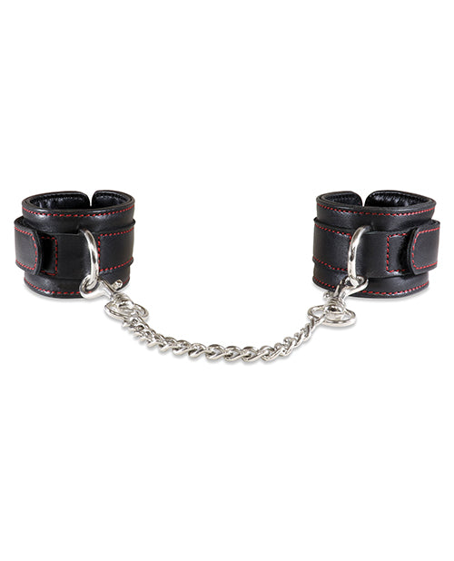 Esposas Sultra de piel de cordero con cadena de 5 1/2" - Negras