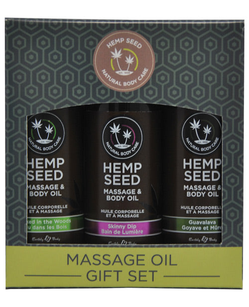 Coffret cadeau d'huiles de massage Earthly Body - 60 ml Skinny Dip, Naked in the Woods et Guavalava
