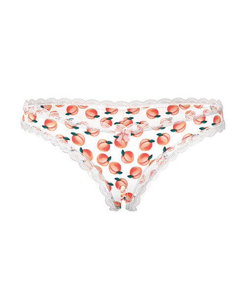 Shorty ouvert Sweet Treats avec lubrifiant pêche Wicked Sensual Care - Blanc L/XL