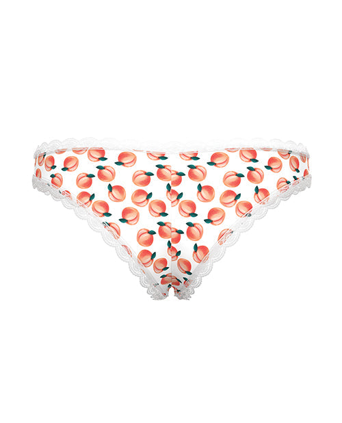 Culotte courte entrejambe ouvert Sweet Treats avec lubrifiant intime pêche Wicked Sensual Care - Blanc TP/P