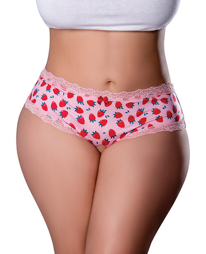 Mini short abierto con forma de pantalón de Sweet Treats con lubricante Wicked Sensual Care sabor fresa - Rosa Talla extra