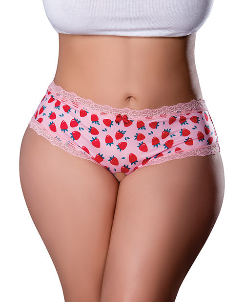 Mini short abierto con forma de pantalón de Sweet Treats con lubricante Wicked Sensual Care sabor fresa - Rosa Talla extra