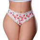 Tanga sans entrejambe « Sweet Treats » avec lubrifiant pêche « Wicked Sensual Care » – Blanc TG