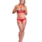 Risque Business Cupless Bra & Crotchless Panty Red S/M