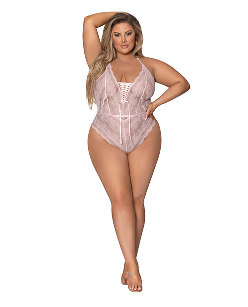 Teddy dos nuque avec entrejambe pressionné Seabreeze, rose poudré, 2XL