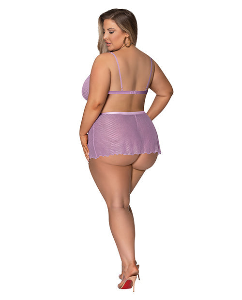 Bralette de tirantes Girl Next Door con falda tanga coqueta lila 2XL