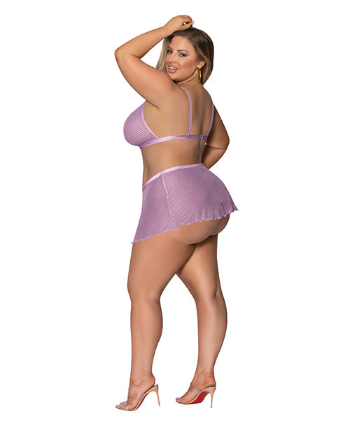 Bralette de tirantes Girl Next Door con falda tanga coqueta lila 2XL