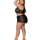 Ensemble Moderne Romantique avec haut licou à nouer et shorty – Noir 2X