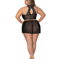 Ensemble Moderne Romantique avec haut licou à nouer et shorty – Noir 2X