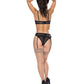 Ooh La Lace Demi Bra, Garter & Tanga Panty Black L/XL