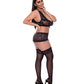 Soutien-gorge sans armature, jupe porte-jarretelles et string Ooh La Lace noir QN