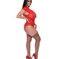 Ooh La Lace Basquine à Manches Courtes & Tanga Rouge QN