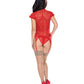 Ooh La Lace Cap Sleeve Basque y Tanga Rojo S/M