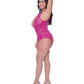 Brocado Berrylicious con cuello halter, basque y tanga, rosa QN