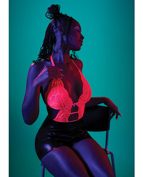 Body string en dentelle à nouer Get It Girl avec entrejambe à pression – Rose L/XL
