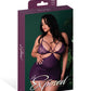Chemise de Malla Elástica y Encaje Leather & Lace con Tanga, Conjunto de 2 piezas - Ciruela 2X