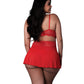 Parure 3 pièces Sugar High soutien-gorge sans armature avec porte-jarretelles et culotte – Rouge TGN